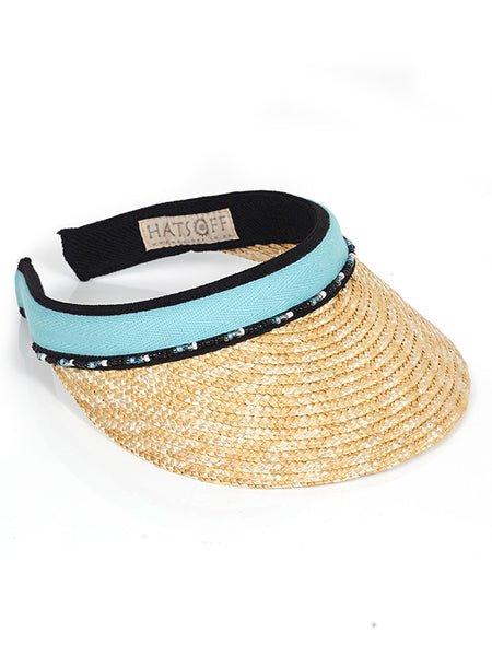 Aqua Straw Peak with Beads