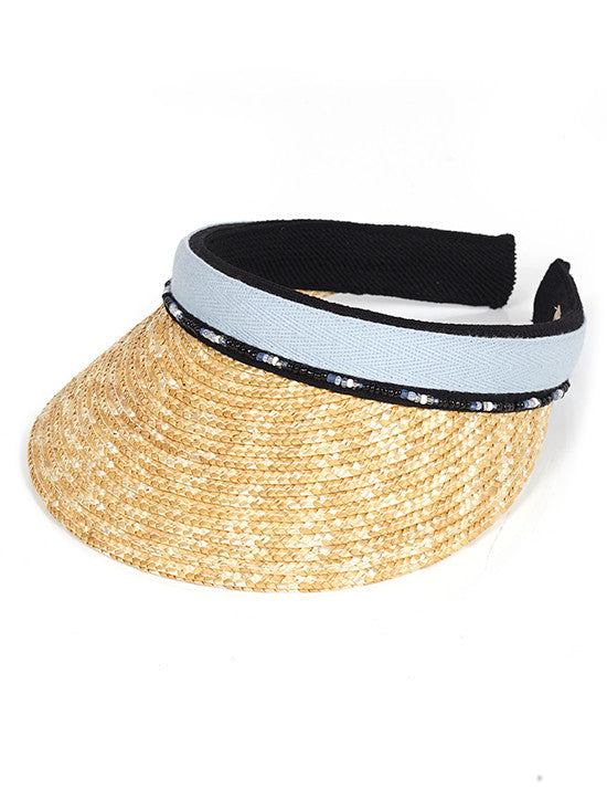 Light Blue Straw Peak with Beads