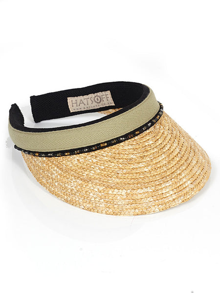 Khaki Straw Peak with Beads