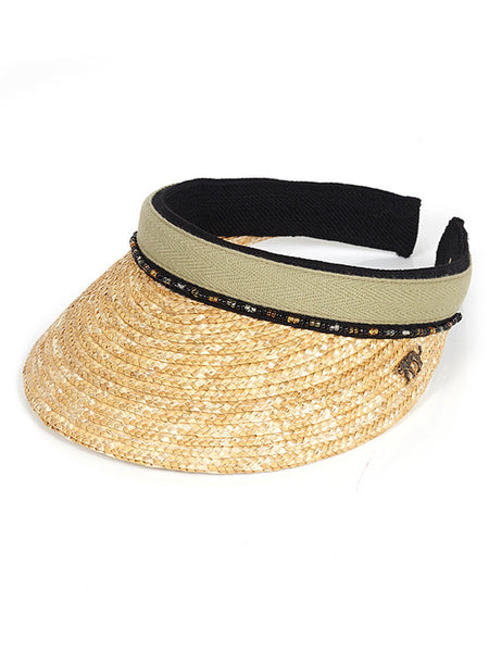 Khaki Straw Peak with Beads