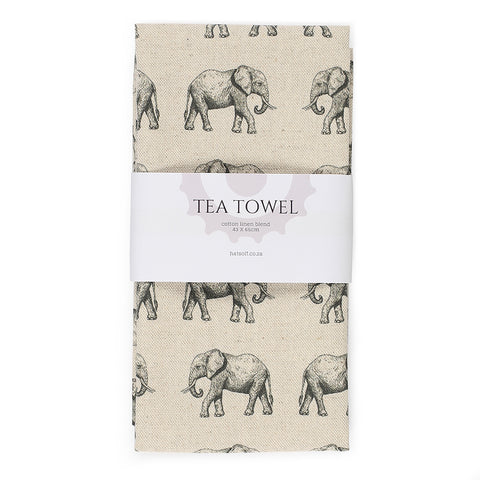 TEA TOWEL - NATURAL ELEPHANT