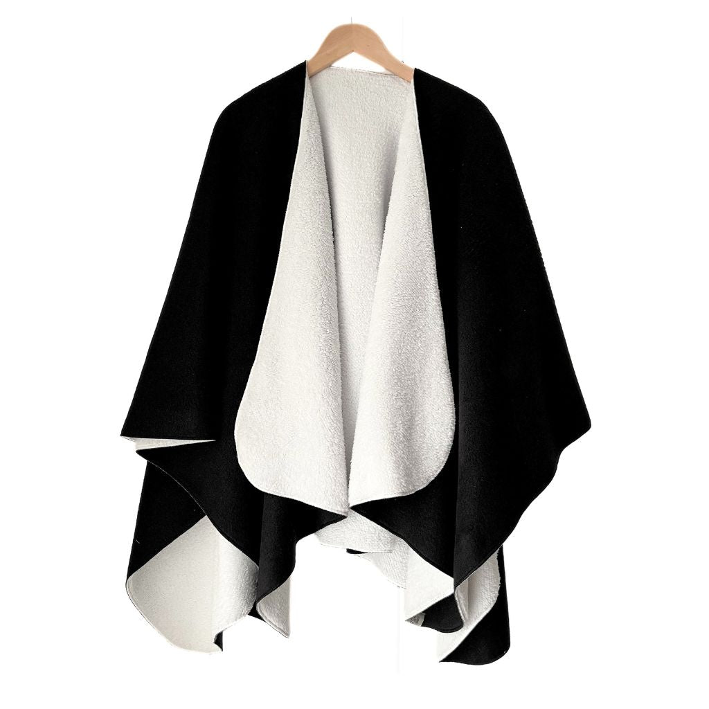 Black Fleecy Lined Travel Cape