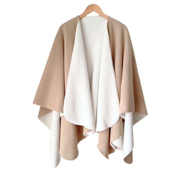 Stone Fleecy Lined Travel Cape