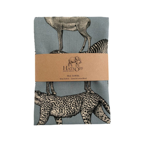 Tea Towel - Blue Animal Stack