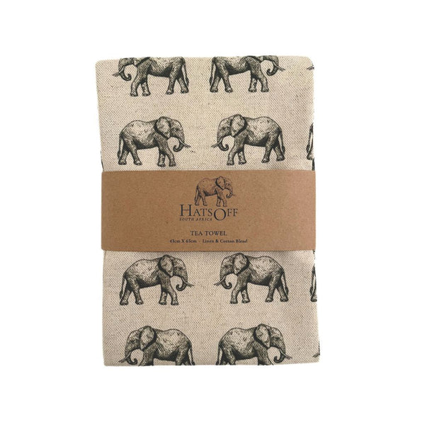 Tea Towel - Natural Elephant