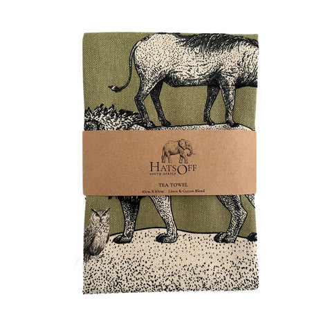 Tea Towel -  Green Animal Stack