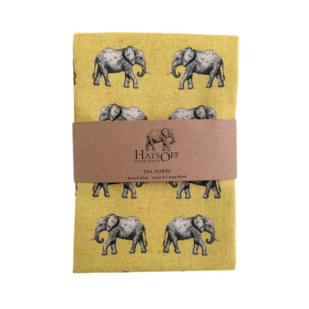 Tea Towel - Yellow Elephant