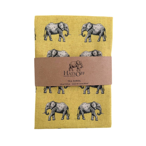 Tea Towel - Yellow Elephant