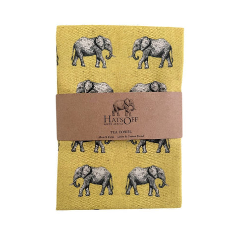 Tea Towel - Yellow Elephant