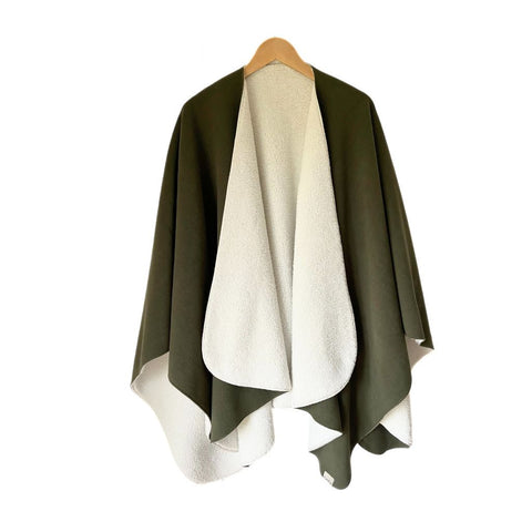 Olive Fleecy Lined Travel Cape