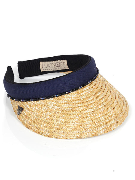 Navy Straw Peak with Beads