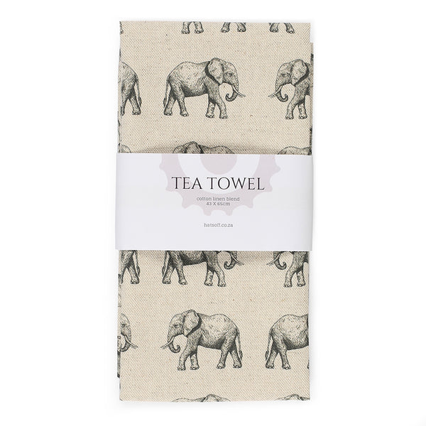 TEA TOWEL - NATURAL ELEPHANT